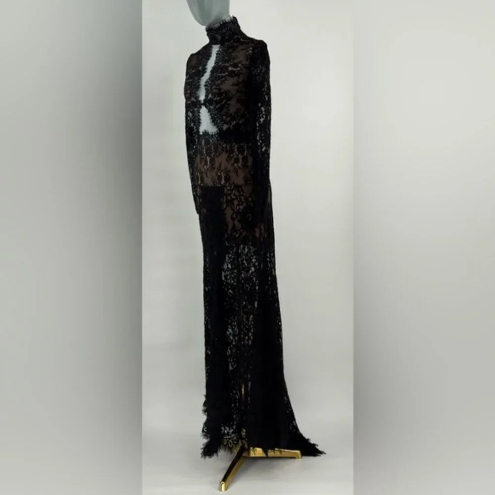 🆕 BRONX & BANCO 🧿 NWOT Eleanor Black Lace Cut Out Gown, Sz XS US 2 - Picture 12 of 16